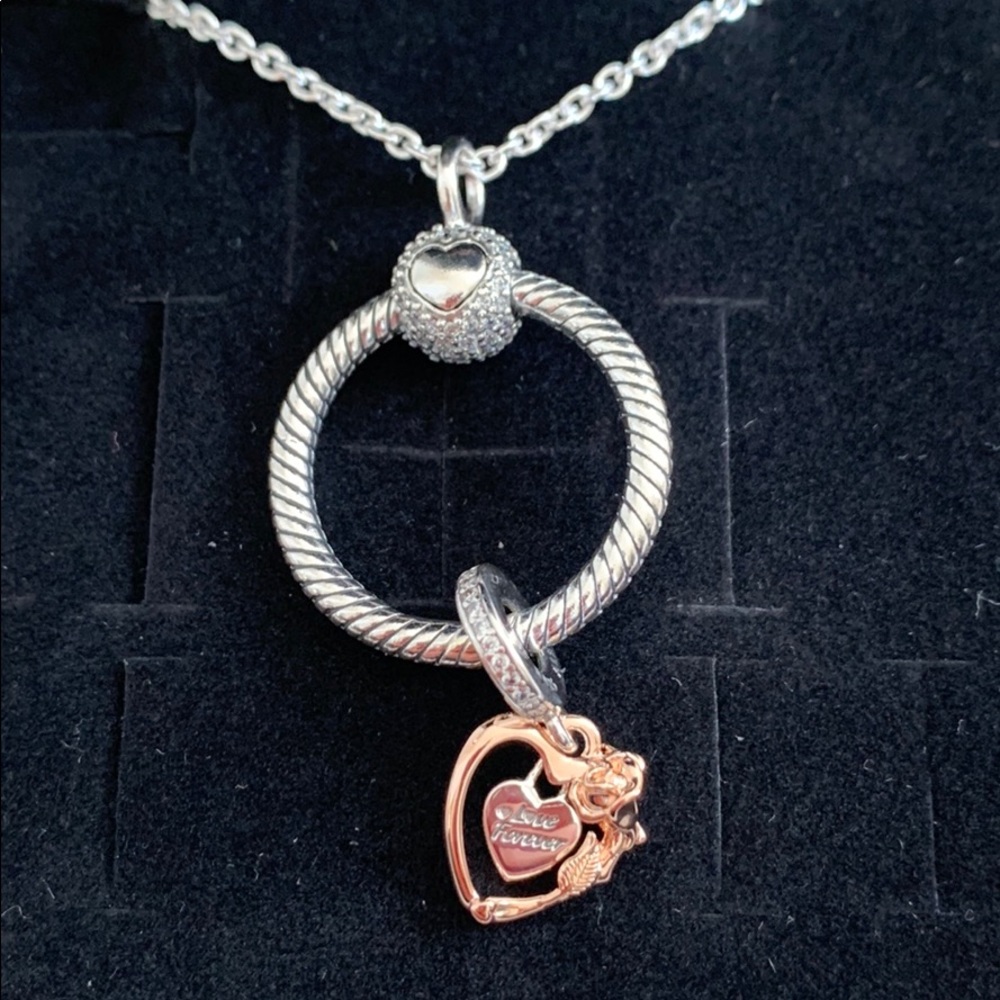 Pandora Pendant Necklace Set + Dangle Charm NEW